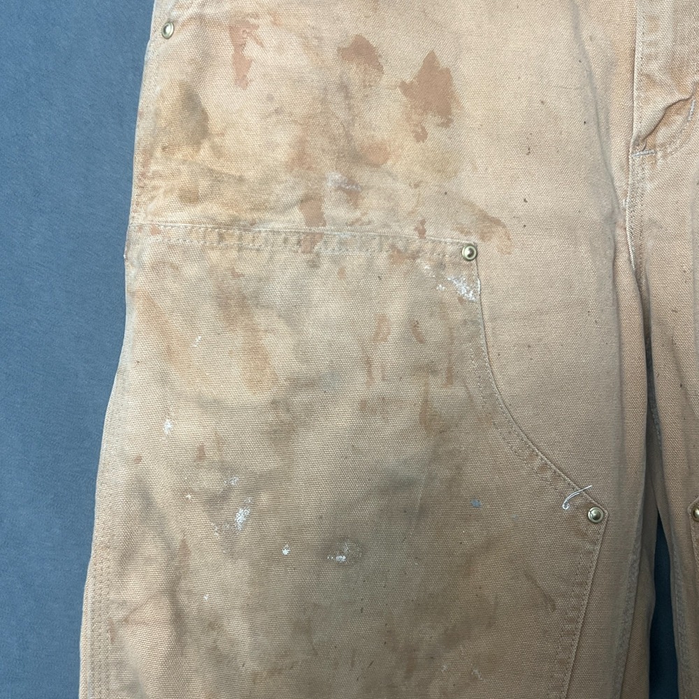 Vtg Carhartt B01 BRN Double Knee Cut Hem Work Pants Mens 34x27 (Tag 34x36) USA - Picture 7 of 11
